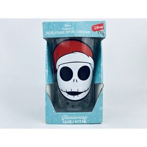 Disney Jack Skellington‎ Christmas Santa Hat Drinking Glass 16 Oz Nightmare Tim
